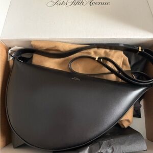 Toteme Black Leather Handbag Scoop Sling Banana Bag